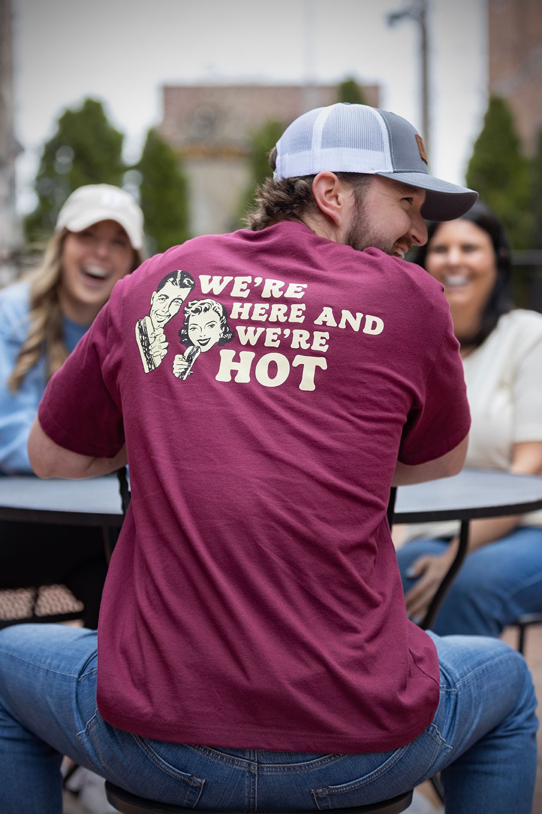 WE'RE HERE & WE'RE HOT TEE