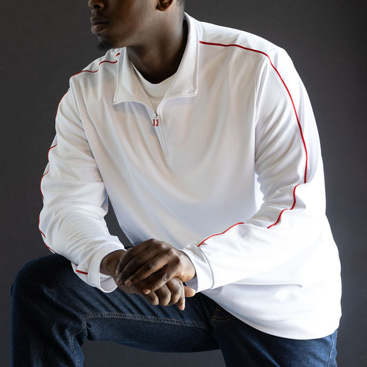 JJ MEN'S WHITE 1/4 ZIP