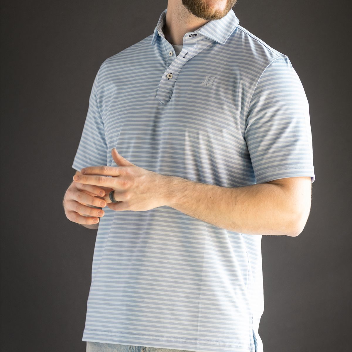 STITCH® HORIZON BABY BLUE STRIPED POLO